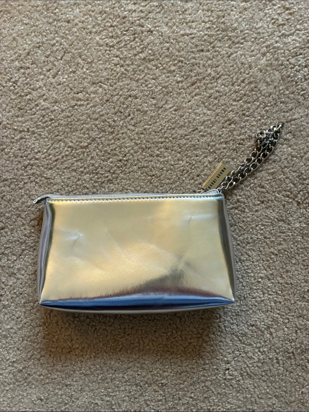 Bobbi Brown Metallic Silver Wristlet Clutch/Makeup Bag